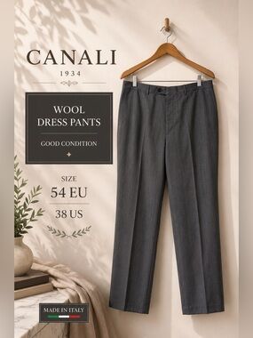 Canali 1934 Gray 100% Wool Dress Pants Size 54 EU / 38 US